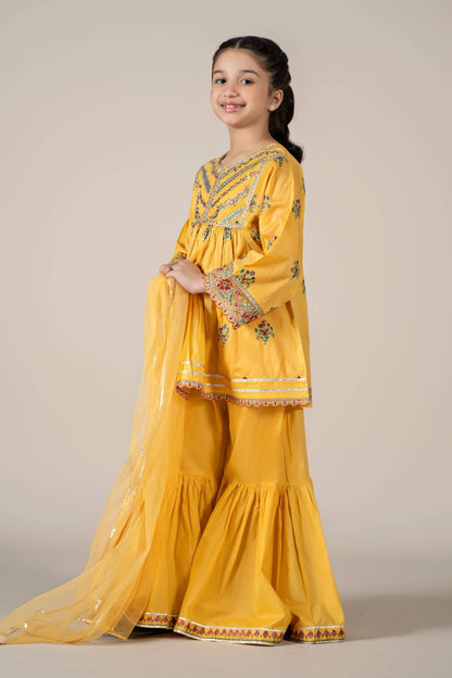 Maria B | 3 Piece Embroidered Lawn Suit | MKD-EF25-15 by Maria Faisal - Registered Vendor of : Maria B - type : Kids Clothes - 100% original wedding dresses