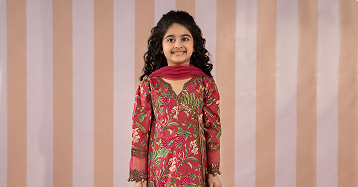 3 Piece Printed Lawn Suit - Kids Clothes - available at Maria Faisal in UK and USA