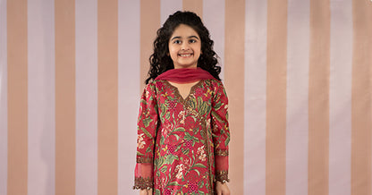 3 Piece Printed Lawn Suit - Kids Clothes - available at Maria Faisal in UK and USA