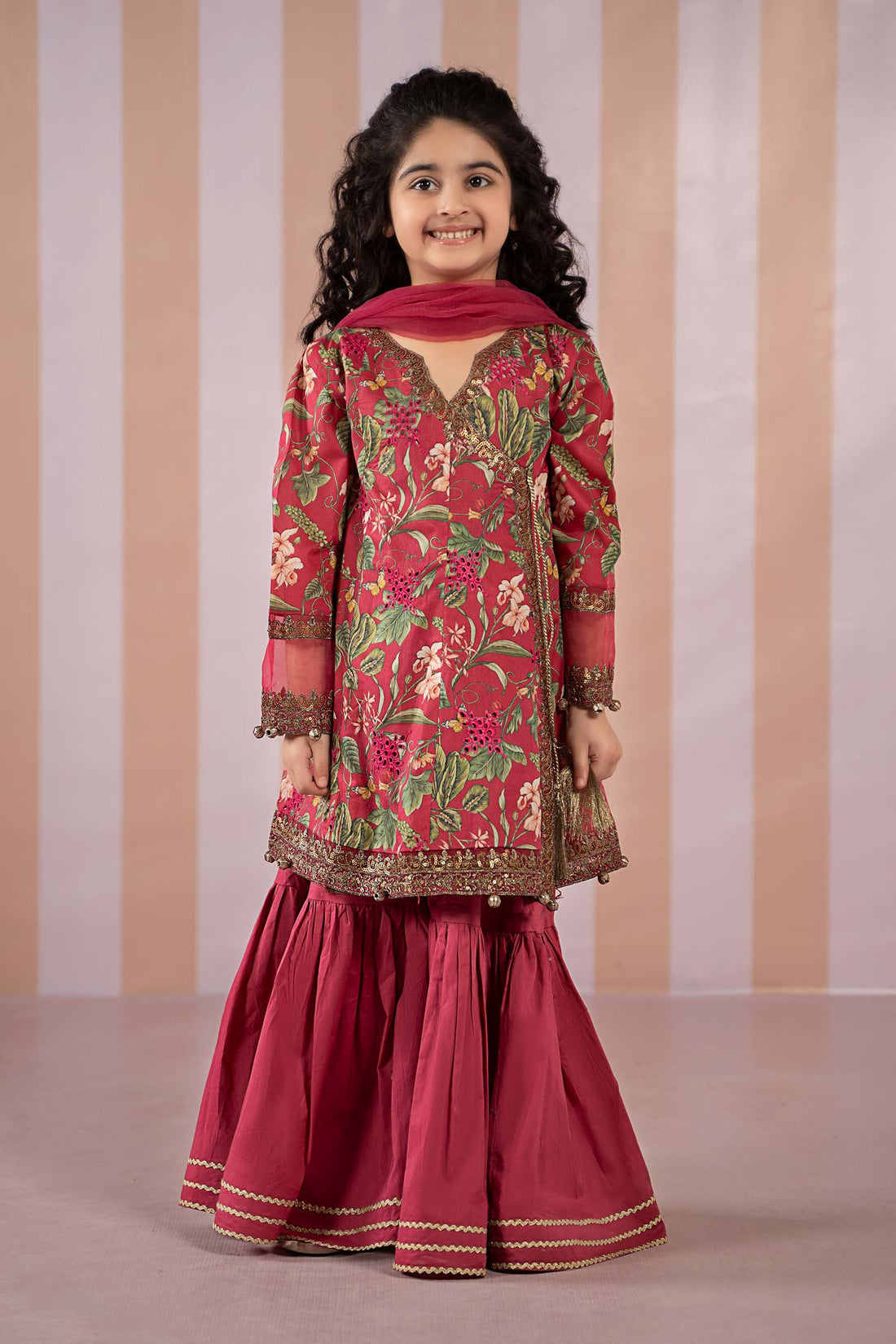 Maria B | 3 Piece Printed Lawn Suit | MKD-EF25-18 by Maria Faisal - Registered Vendor of : Maria B - type : Kids Clothes - 100% original wedding dresses