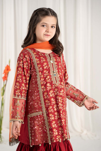 Maria B | 3 Piece Embroidered Lawn Suit | MKD-EF25-23 by Maria Faisal - Registered Vendor of : Maria B - type : Kids Clothes - 100% original wedding dresses