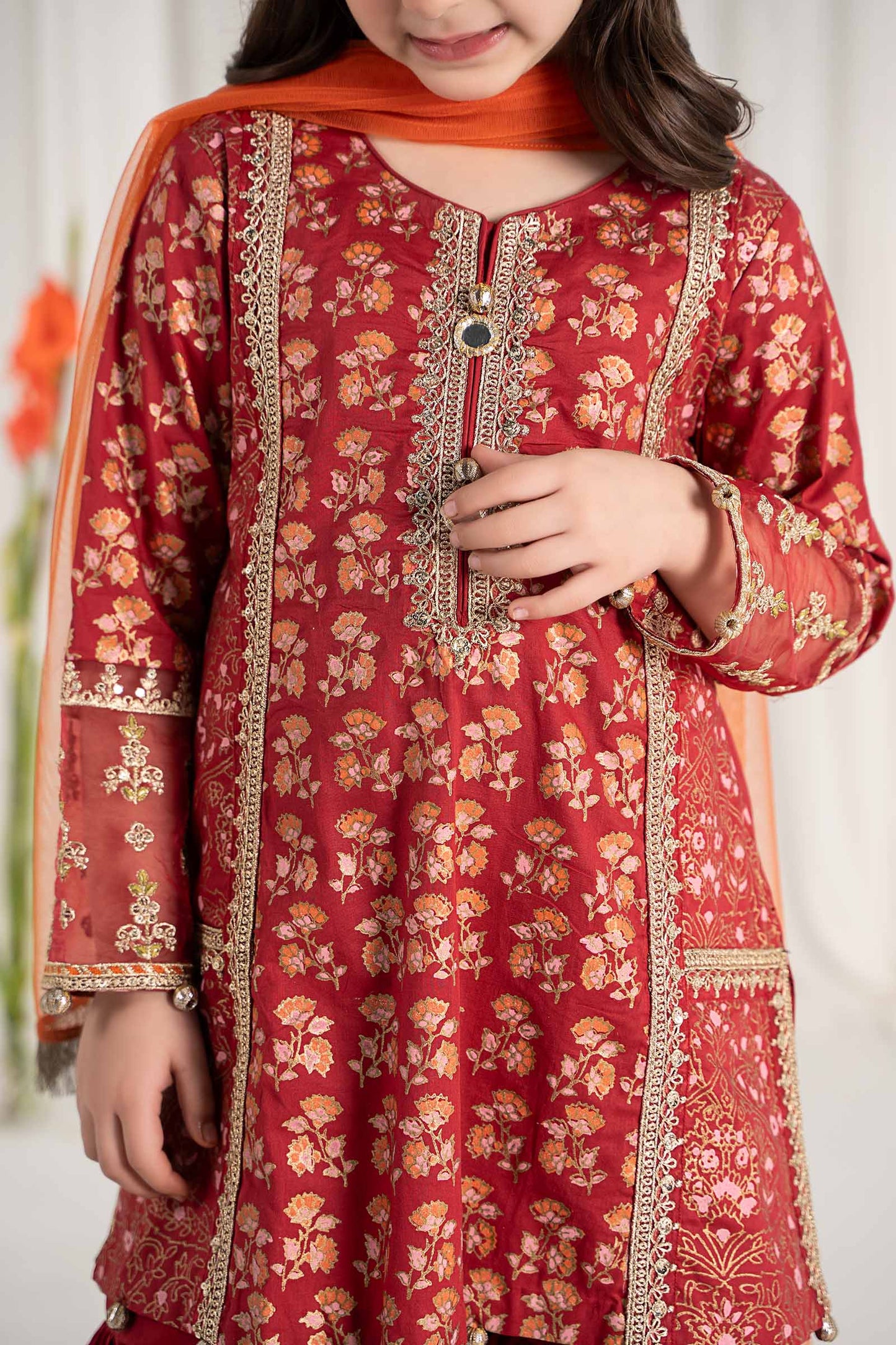 Maria B | 3 Piece Embroidered Lawn Suit | MKD-EF25-23 by Maria Faisal - Registered Vendor of : Maria B - type : Kids Clothes - 100% original wedding dresses