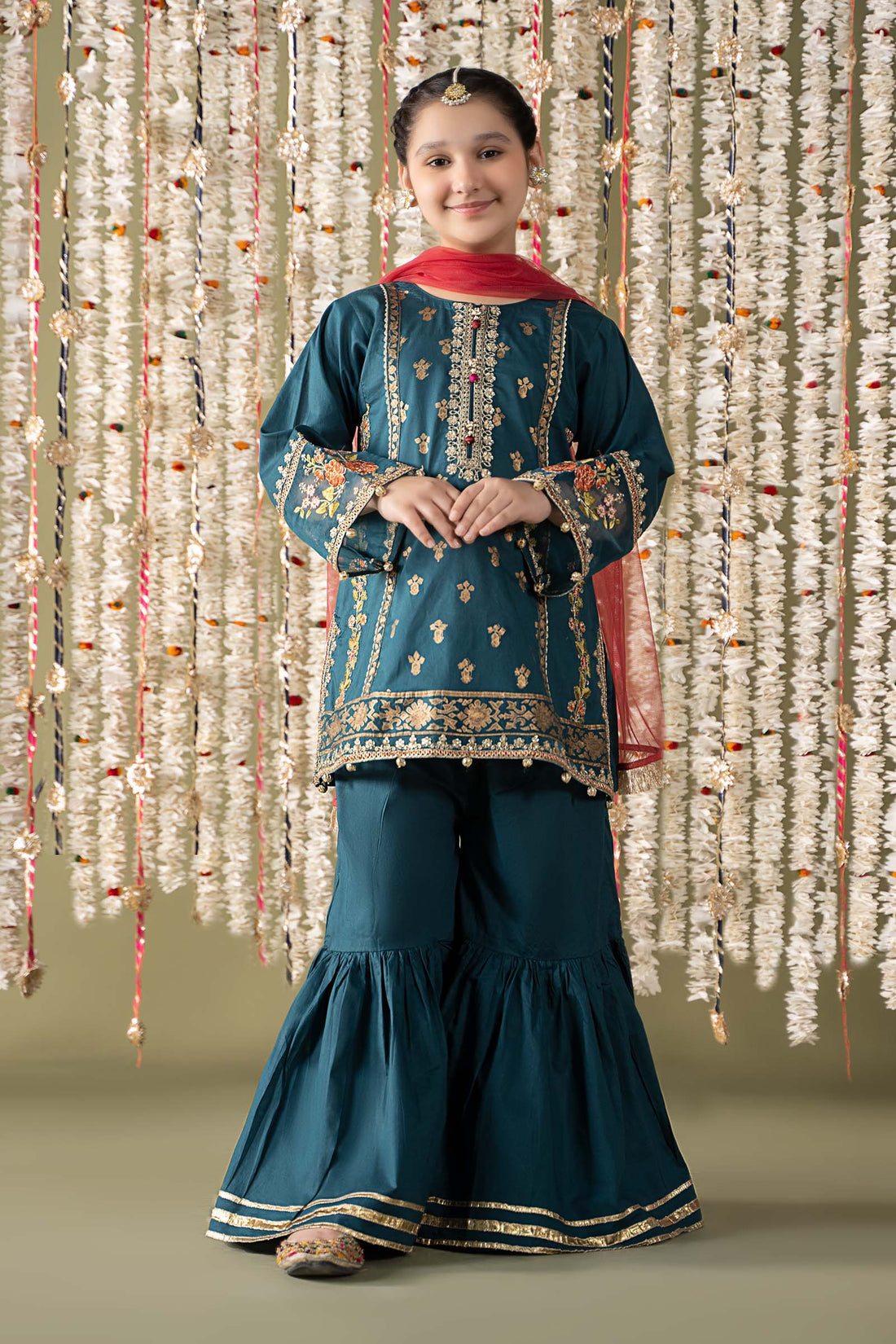 Maria B | 3 Piece Embroidered Lawn Suit | MKD-EF25-24 by Maria Faisal - Registered Vendor of : Maria B - type : Kids Clothes - 100% original wedding dresses