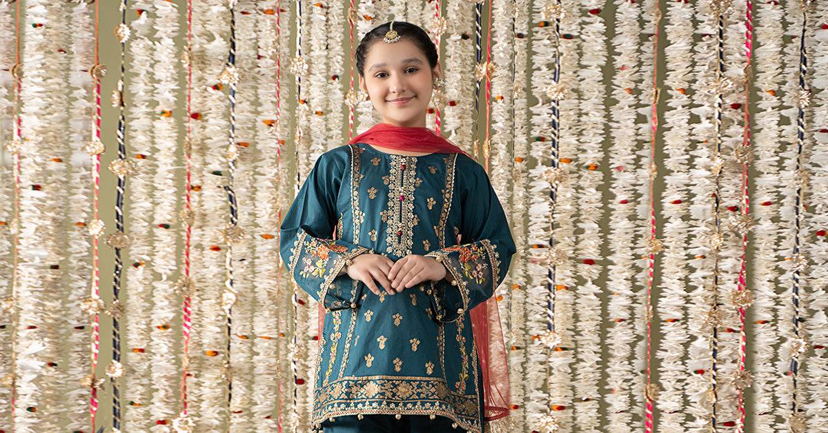 Maria B | 3 Piece Embroidered Lawn Suit | MKD-EF25-24 by Maria Faisal - Registered Vendor of : Maria B - type : Kids Clothes - 100% original wedding dresses