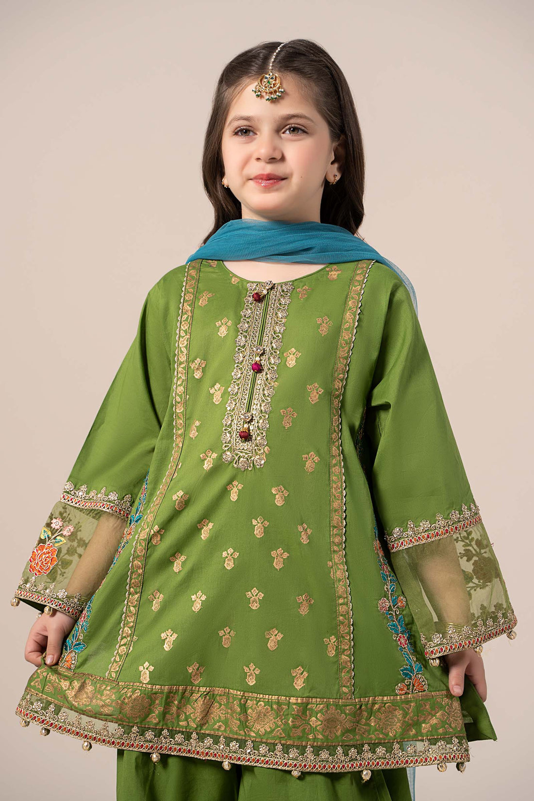 Maria B | 3 Piece Embroidered Lawn Suit | MKD-EF25-24 by Maria Faisal - Registered Vendor of : Maria B - type : Kids Clothes - 100% original wedding dresses
