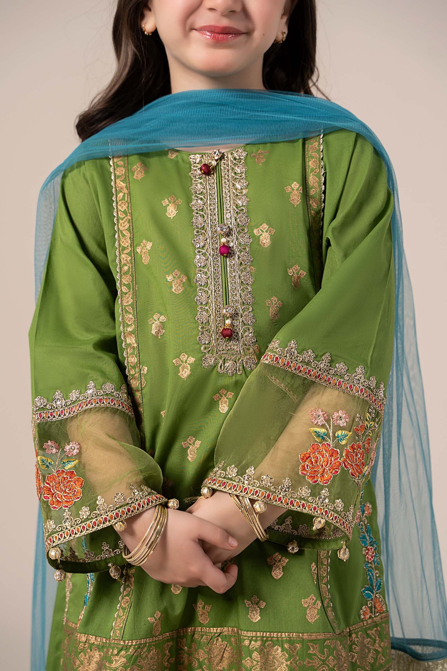 3 Piece Embroidered Lawn Suit - Kids Clothes - available at Maria Faisal in UK and USA