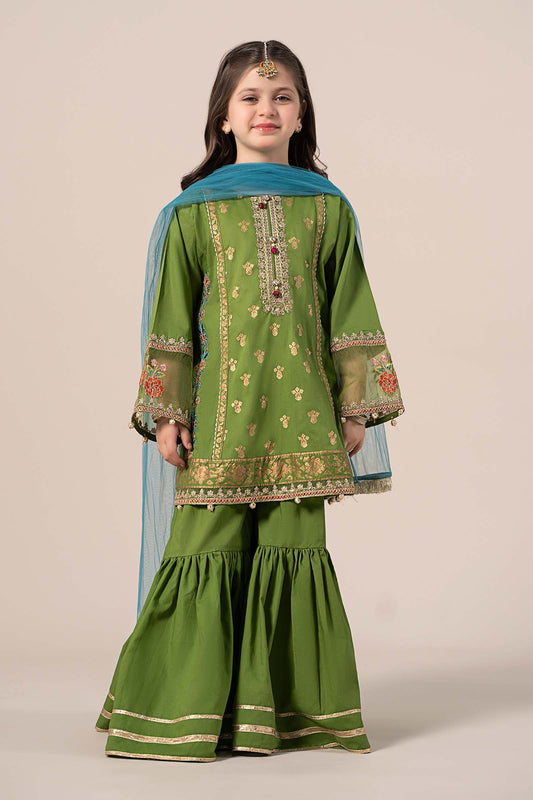 Maria B | 3 Piece Embroidered Lawn Suit | MKD-EF25-24 by Maria Faisal - Registered Vendor of : Maria B - type : Kids Clothes - 100% original wedding dresses