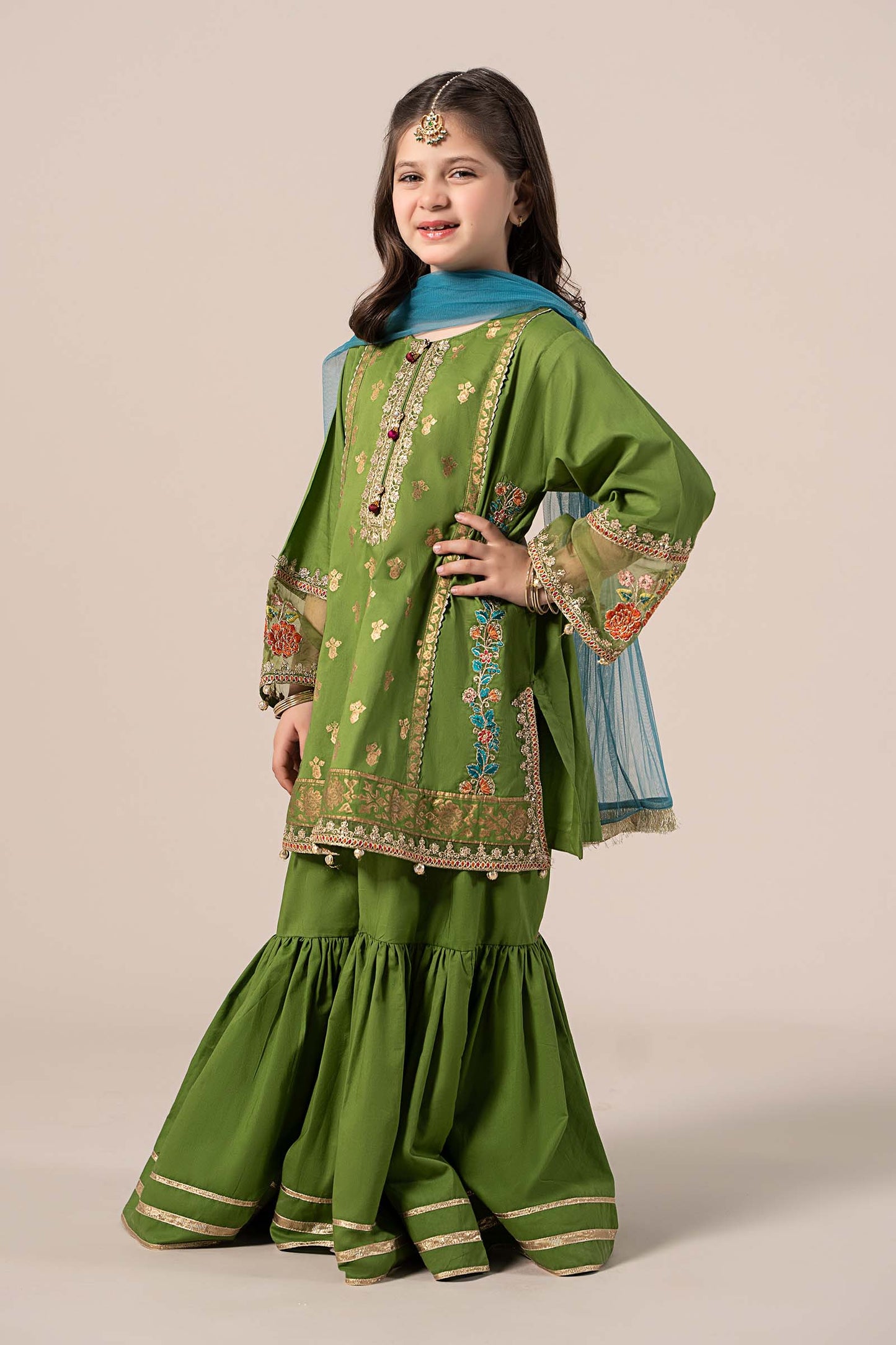 Maria B | 3 Piece Embroidered Lawn Suit | MKD-EF25-24 by Maria Faisal - Registered Vendor of : Maria B - type : Kids Clothes - 100% original wedding dresses