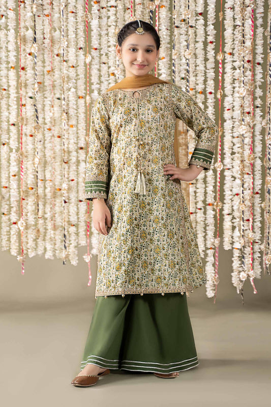 Maria B | 3 Piece Embroidered Lawn Suit | MKD-EF25-27 by Maria Faisal - Registered Vendor of : Maria B - type : Kids Clothes - 100% original wedding dresses