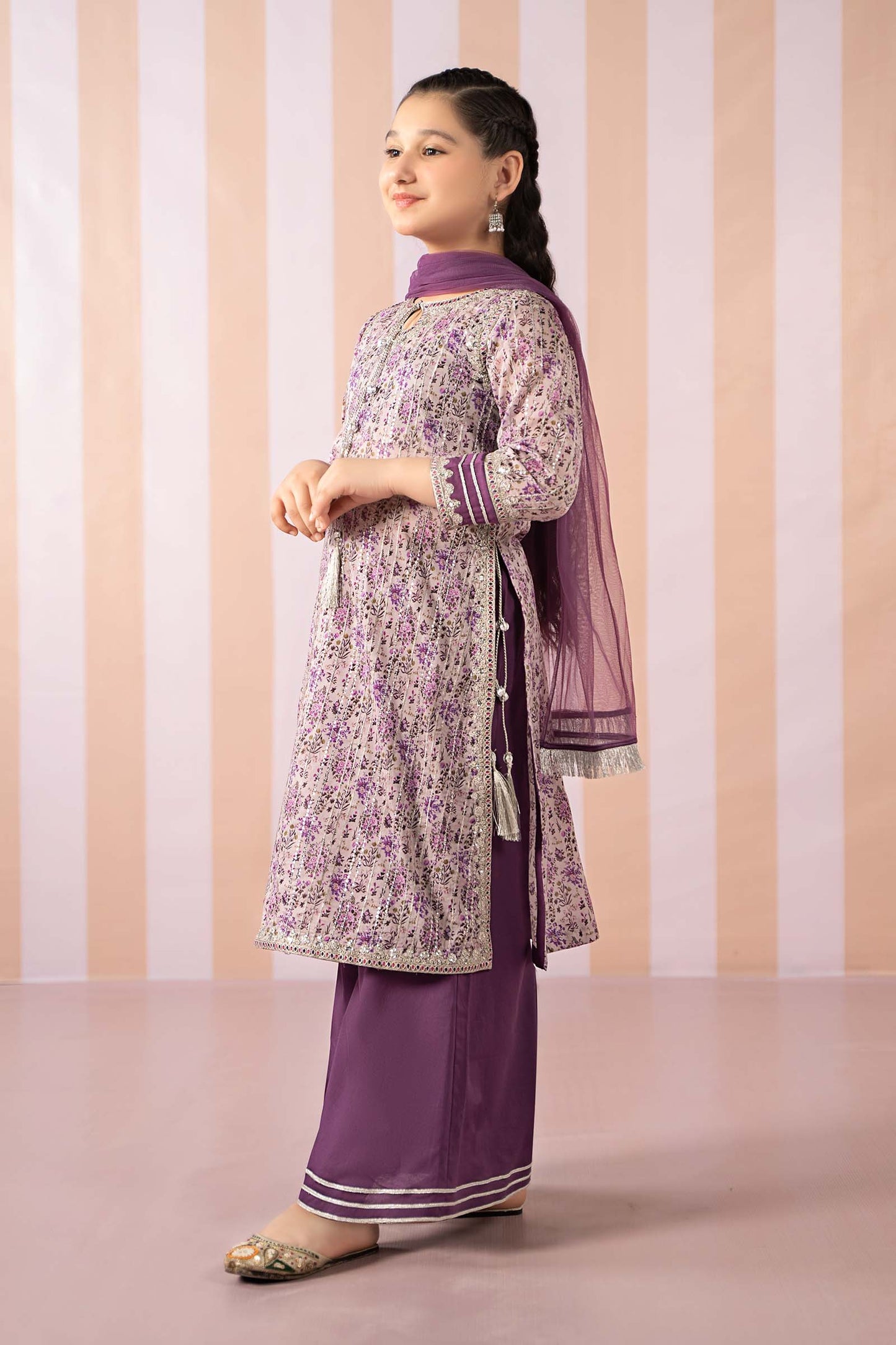 Maria B | 3 Piece Embroidered Lawn Suit | MKD-EF25-27 by Maria Faisal - Registered Vendor of : Maria B - type : Kids Clothes - 100% original wedding dresses