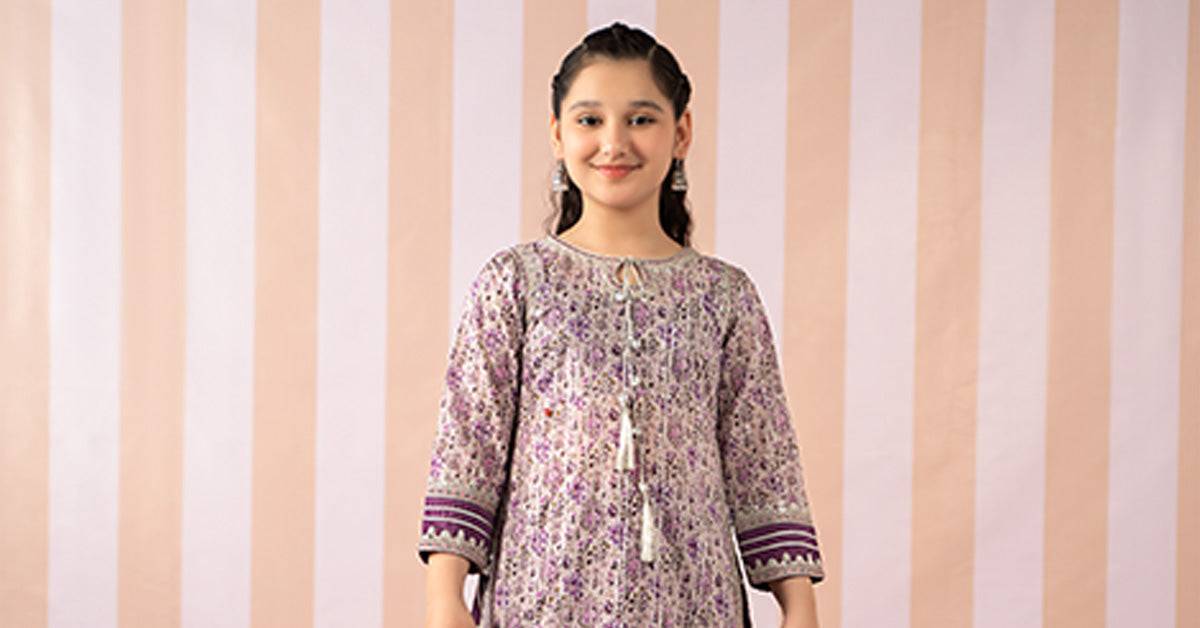 Maria B | 3 Piece Embroidered Lawn Suit | MKD-EF25-27 by Maria Faisal - Registered Vendor of : Maria B - type : Kids Clothes - 100% original wedding dresses