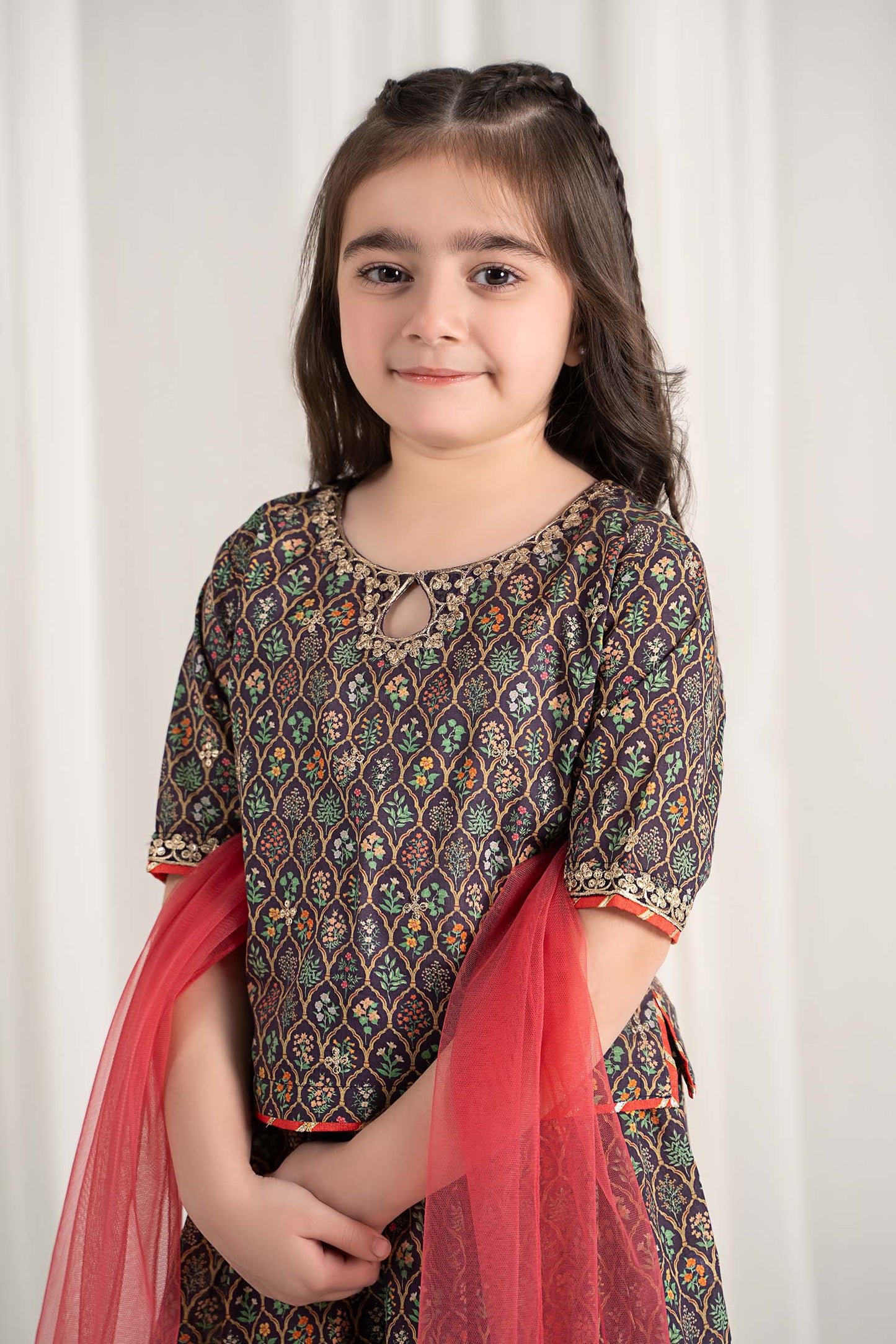 Maria B | 3 Piece Printed Lawn Suit | MKD-EF25-30 by Maria Faisal - Registered Vendor of : Maria B - type : Kids Clothes - 100% original wedding dresses