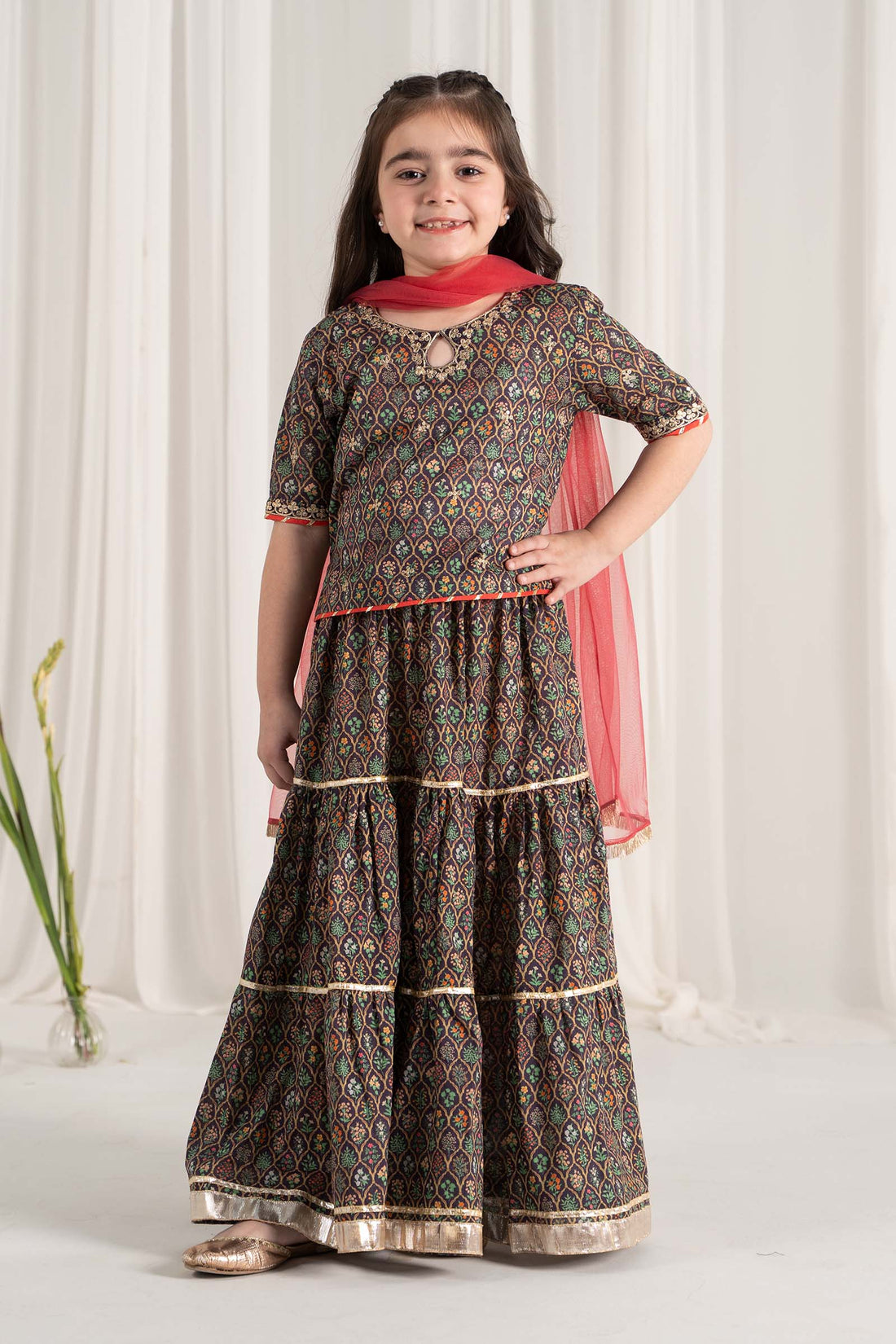Maria B | 3 Piece Printed Lawn Suit | MKD-EF25-30 by Maria Faisal - Registered Vendor of : Maria B - type : Kids Clothes - 100% original wedding dresses