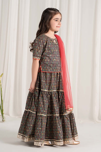Maria B | 3 Piece Printed Lawn Suit | MKD-EF25-30 by Maria Faisal - Registered Vendor of : Maria B - type : Kids Clothes - 100% original wedding dresses