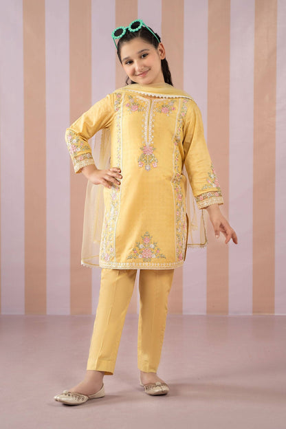 Maria B | 3 Piece Embroidered Dobby Lawn Suit | MKD-EF25-50 by Maria Faisal - Registered Vendor of : Maria B - type : Kids Clothes - 100% original wedding dresses