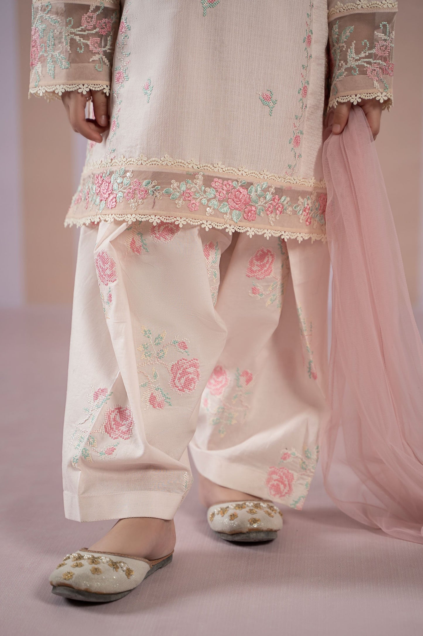 3 Piece Embroidered Dobby Lawn Suit - Kids Clothes - available at Maria Faisal in UK and USA
