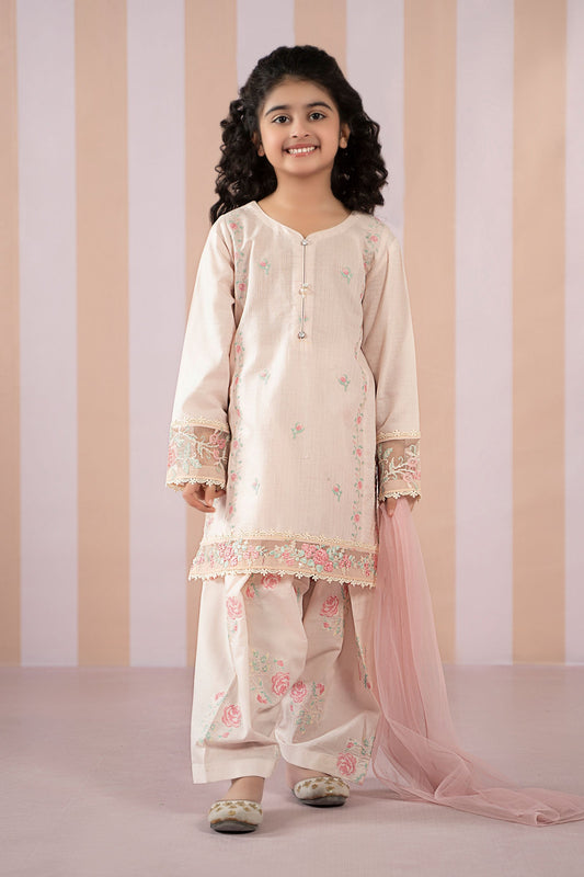 3 Piece Embroidered Dobby Lawn Suit - Kids Clothes - available at Maria Faisal in UK and USA