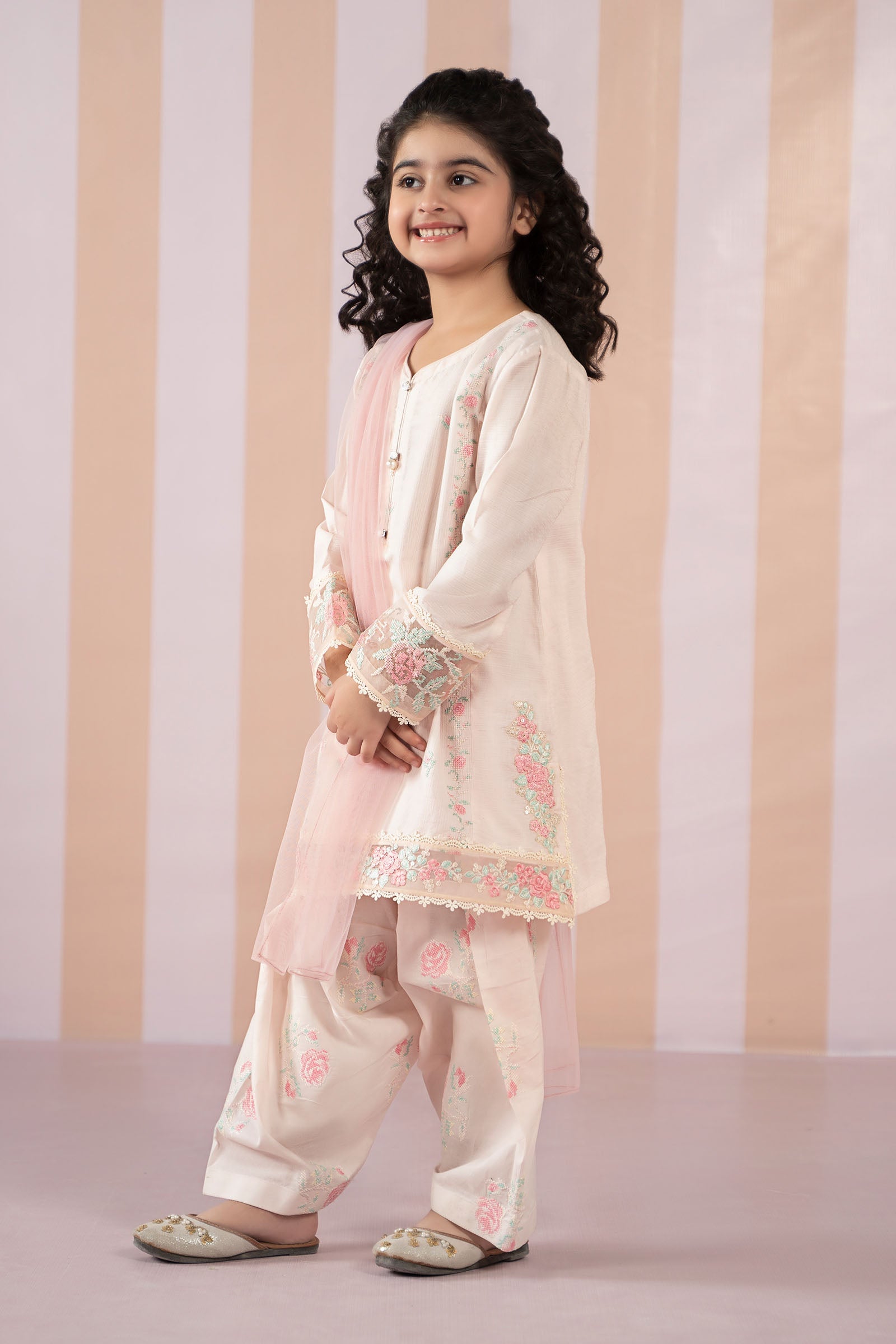 3 Piece Embroidered Dobby Lawn Suit - Kids Clothes - available at Maria Faisal in UK and USA