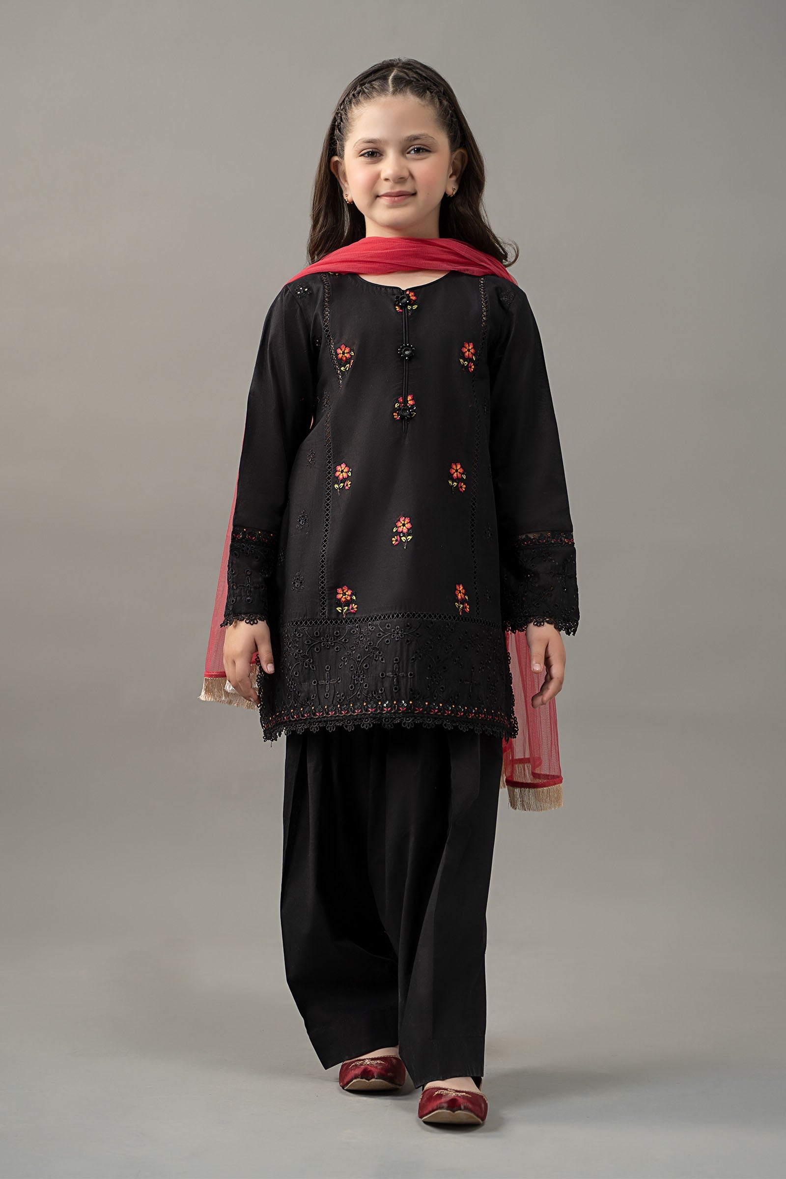 3 Piece Embroidered Lawn Suit - Kids Clothes - available at Maria Faisal in UK and USA