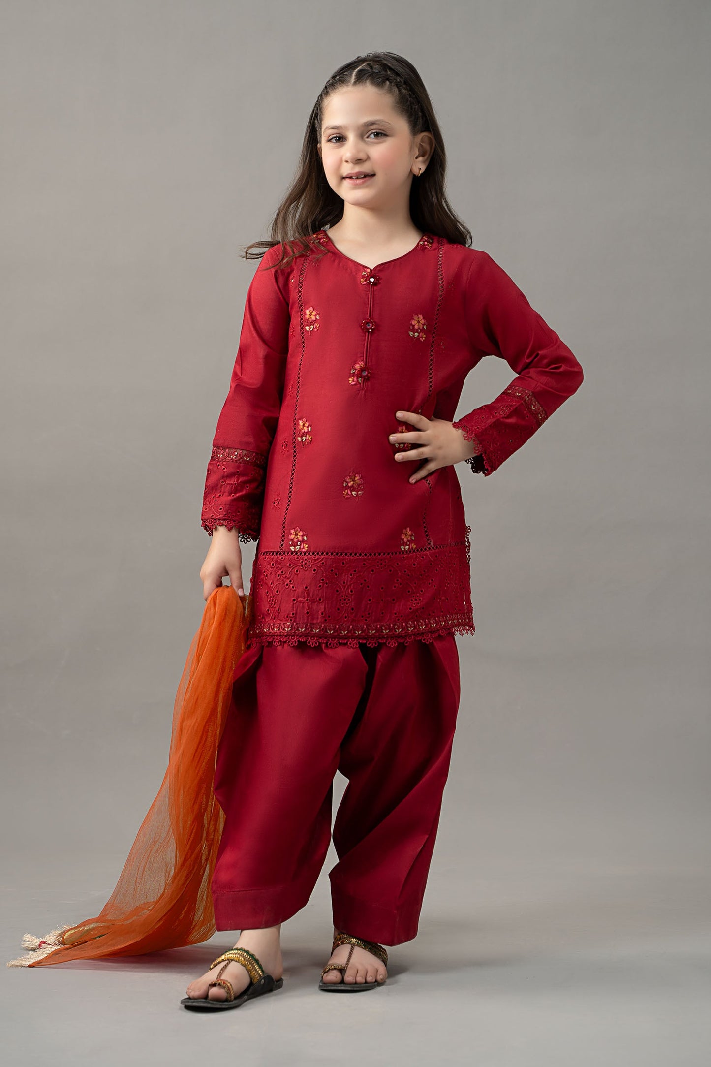 3 Piece Embroidered Lawn Suit - Kids Clothes - available at Maria Faisal in UK and USA