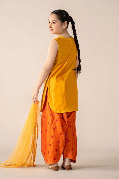 3 Piece Embroidered Dobby Lawn Suit - Kids Clothes - available at Maria Faisal in UK and USA