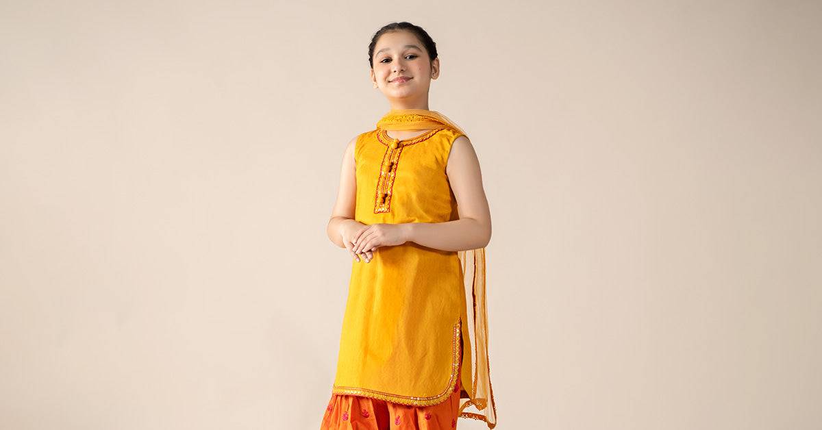 Maria B | 3 Piece Embroidered Dobby Lawn Suit | MKD-EF25-54 by Maria Faisal - Registered Vendor of : Maria B - type : Kids Clothes - 100% original wedding dresses