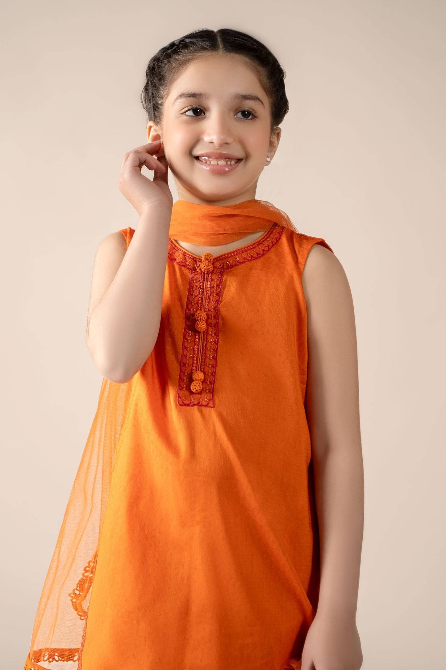 Maria B | 3 Piece Embroidered Dobby Lawn Suit | MKD-EF25-54 by Maria Faisal - Registered Vendor of : Maria B - type : Kids Clothes - 100% original wedding dresses
