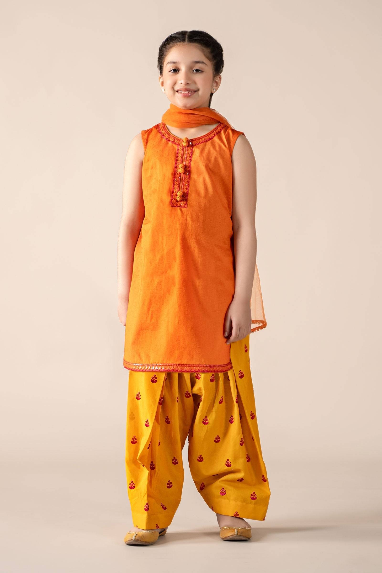 Maria B | 3 Piece Embroidered Dobby Lawn Suit | MKD-EF25-54 by Maria Faisal - Registered Vendor of : Maria B - type : Kids Clothes - 100% original wedding dresses