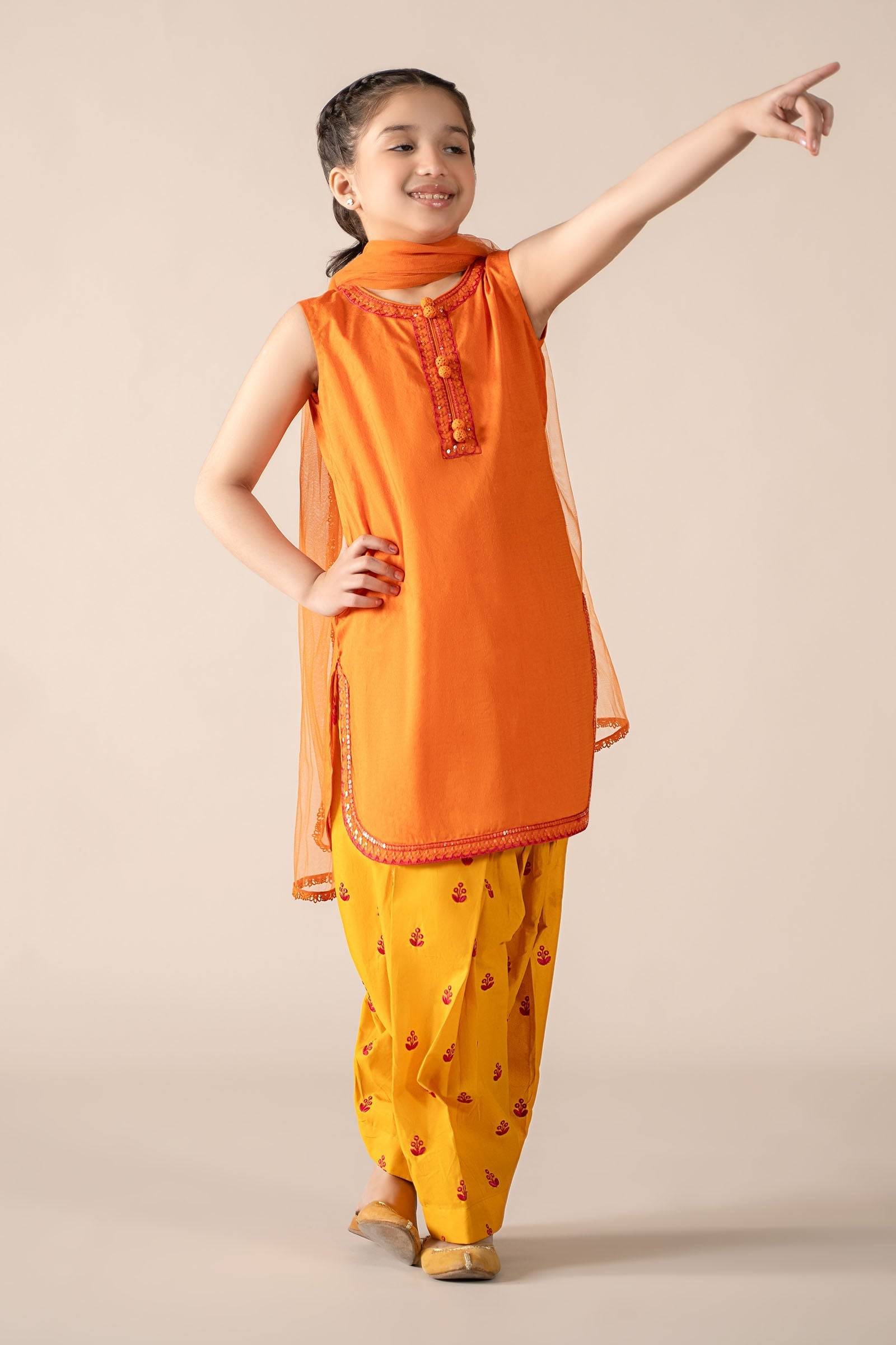 Maria B | 3 Piece Embroidered Dobby Lawn Suit | MKD-EF25-54 by Maria Faisal - Registered Vendor of : Maria B - type : Kids Clothes - 100% original wedding dresses