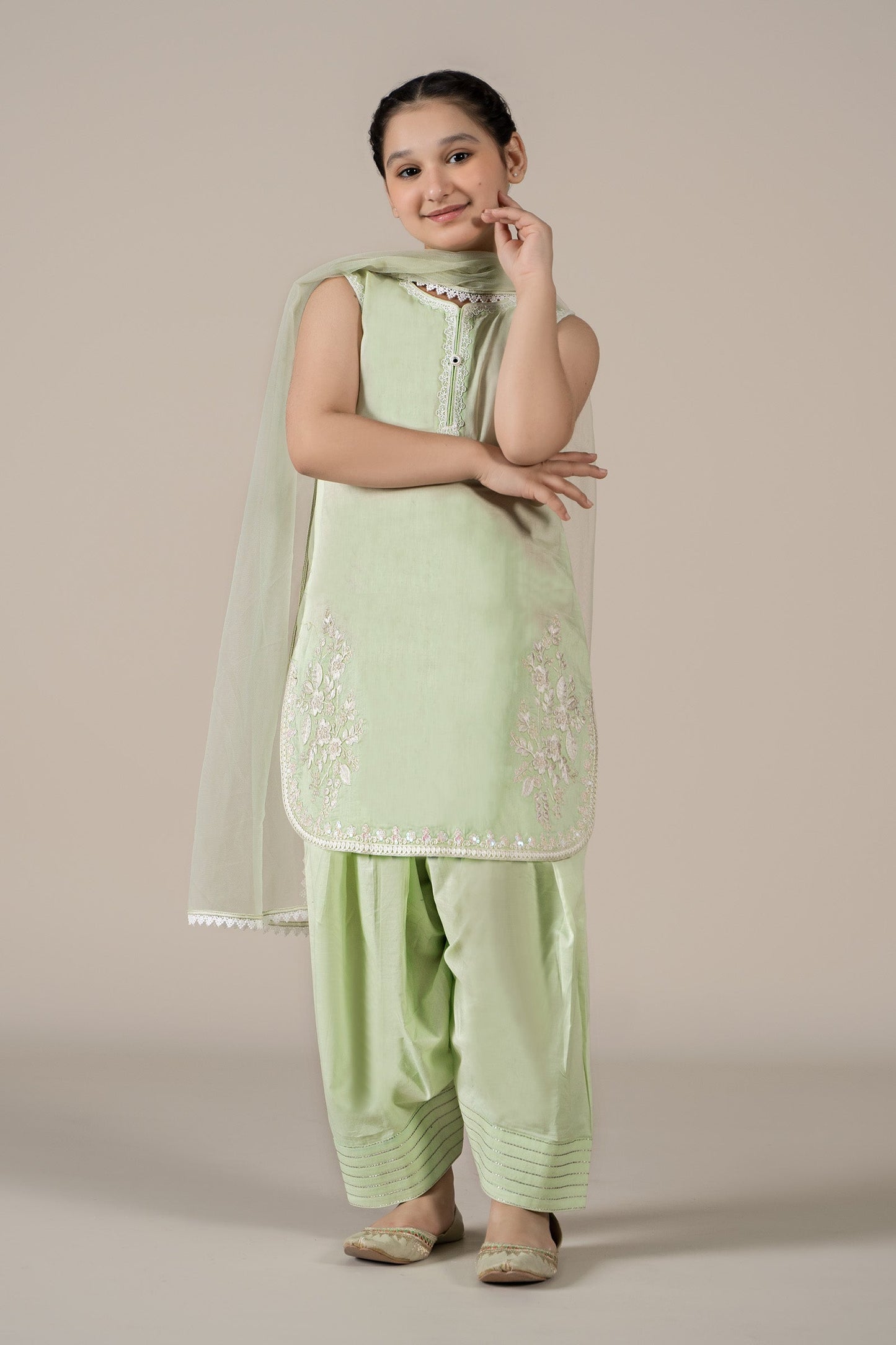 3 Piece Embroidered Lawn Suit - Kids Clothes - available at Maria Faisal in UK and USA