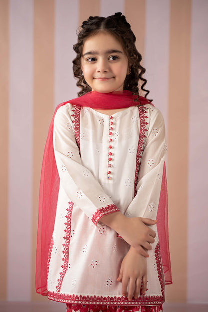 Maria B | 3 Piece Embroidered Lawn Suit | MKD-EF25-66 by Maria Faisal - Registered Vendor of : Maria B - type : Kids Clothes - 100% original wedding dresses