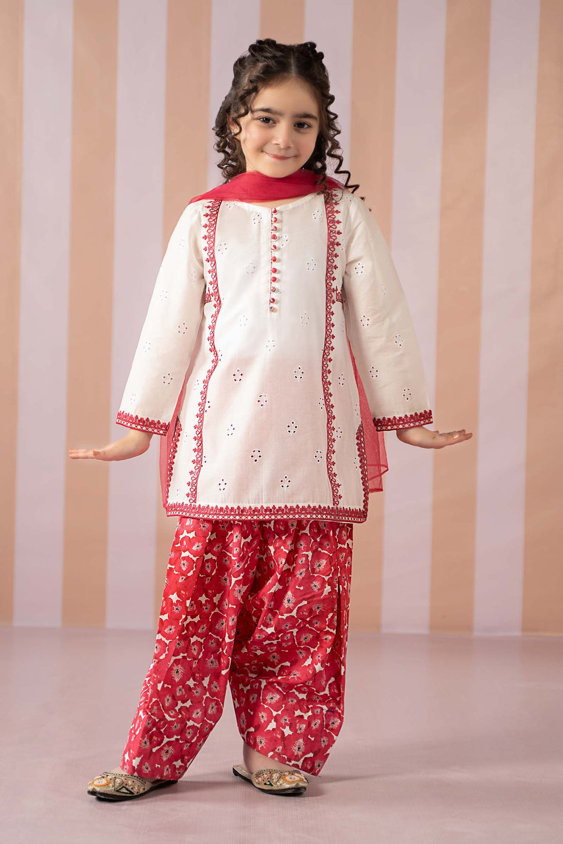 Maria B | 3 Piece Embroidered Lawn Suit | MKD-EF25-66 by Maria Faisal - Registered Vendor of : Maria B - type : Kids Clothes - 100% original wedding dresses