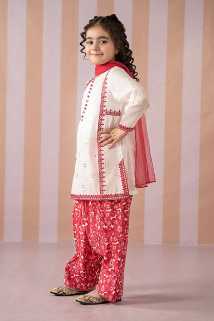 Maria B | 3 Piece Embroidered Lawn Suit | MKD-EF25-66 by Maria Faisal - Registered Vendor of : Maria B - type : Kids Clothes - 100% original wedding dresses