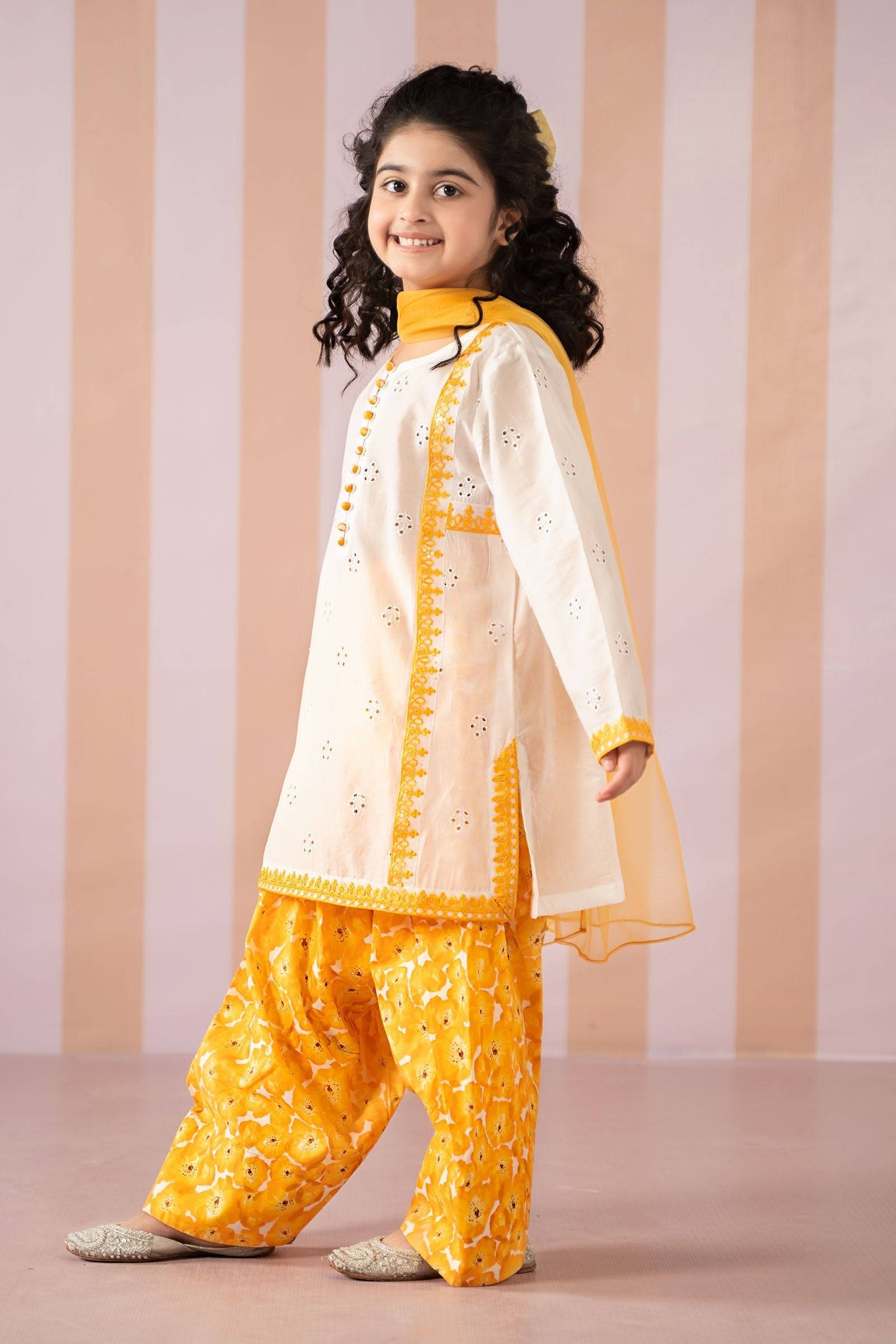 Maria B | 3 Piece Embroidered Lawn Suit | MKD-EF25-66 by Maria Faisal - Registered Vendor of : Maria B - type : Kids Clothes - 100% original wedding dresses