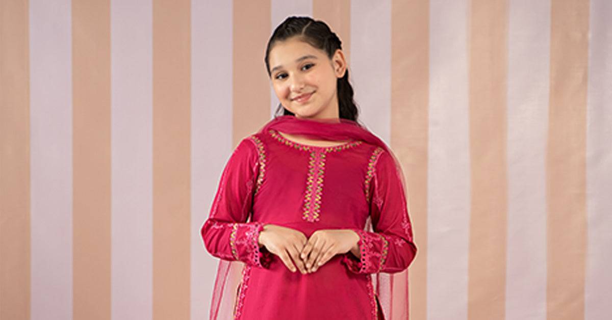 Maria B | 2 Piece Printed Lawn Suit | MKD-EF25-67 by Maria Faisal - Registered Vendor of : Maria B - type : Kids Clothes - 100% original wedding dresses