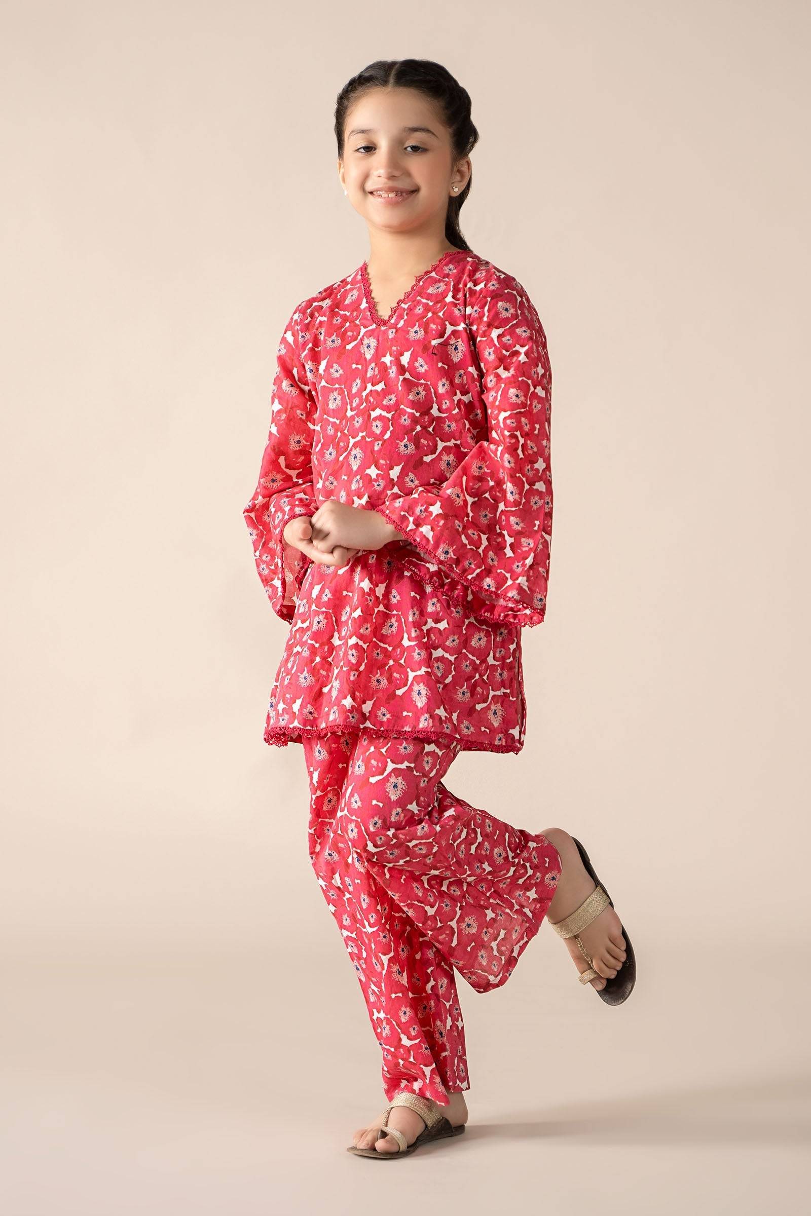 Maria B | 2 Piece Printed Lawn Suit | MKD-EF25-69 by Maria Faisal - Registered Vendor of : Maria B - type : Kids Clothes - 100% original wedding dresses
