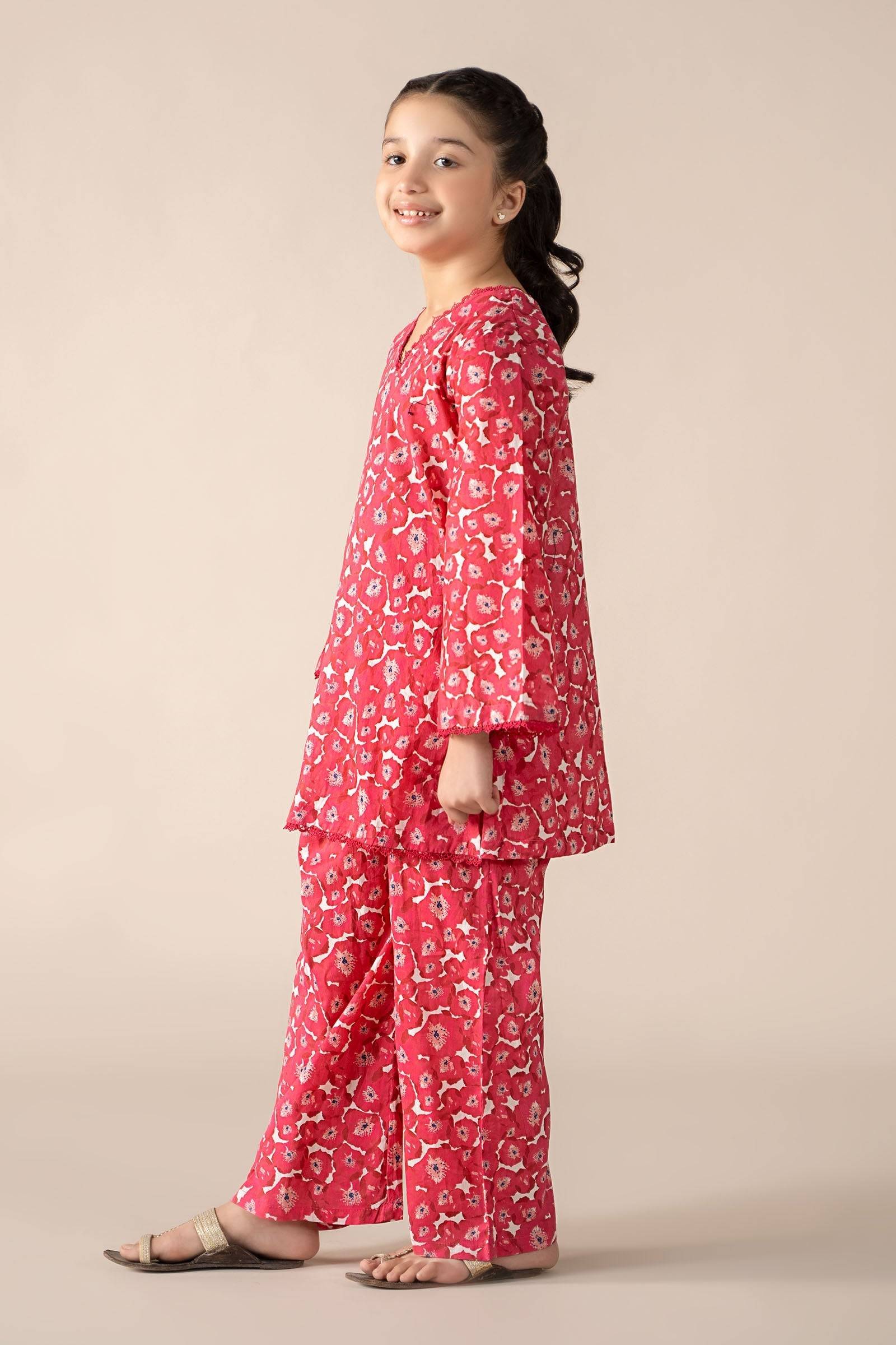 Maria B | 2 Piece Printed Lawn Suit | MKD-EF25-69 by Maria Faisal - Registered Vendor of : Maria B - type : Kids Clothes - 100% original wedding dresses