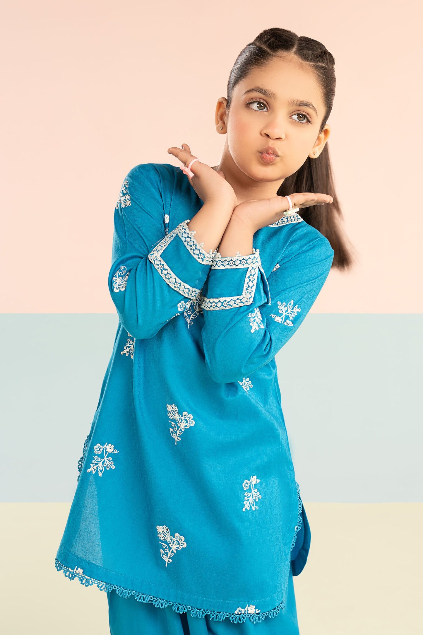 2 Piece Embroidered Dobby Lawn Suit - Kids Clothing - available at Maria Faisal in UK and USA.