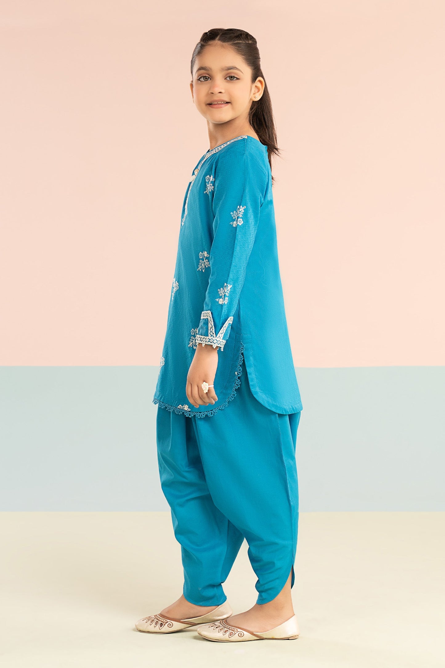 2 Piece Embroidered Dobby Lawn Suit - Kids Clothing - available at Maria Faisal in UK and USA.