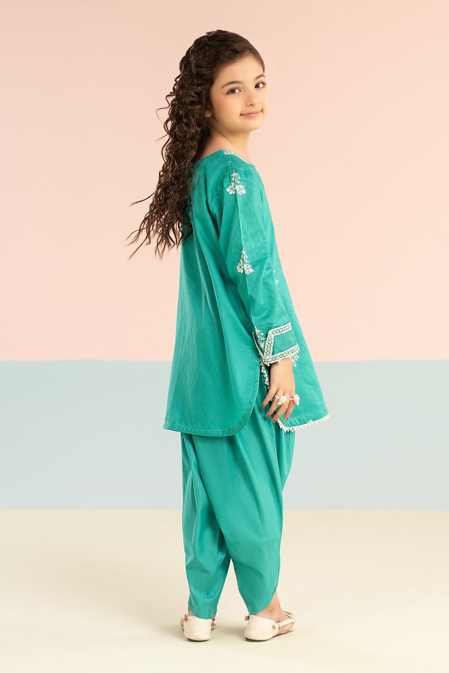2 Piece Embroidered Dobby Lawn Suit - Kids Clothing - available at Maria Faisal in UK and USA.
