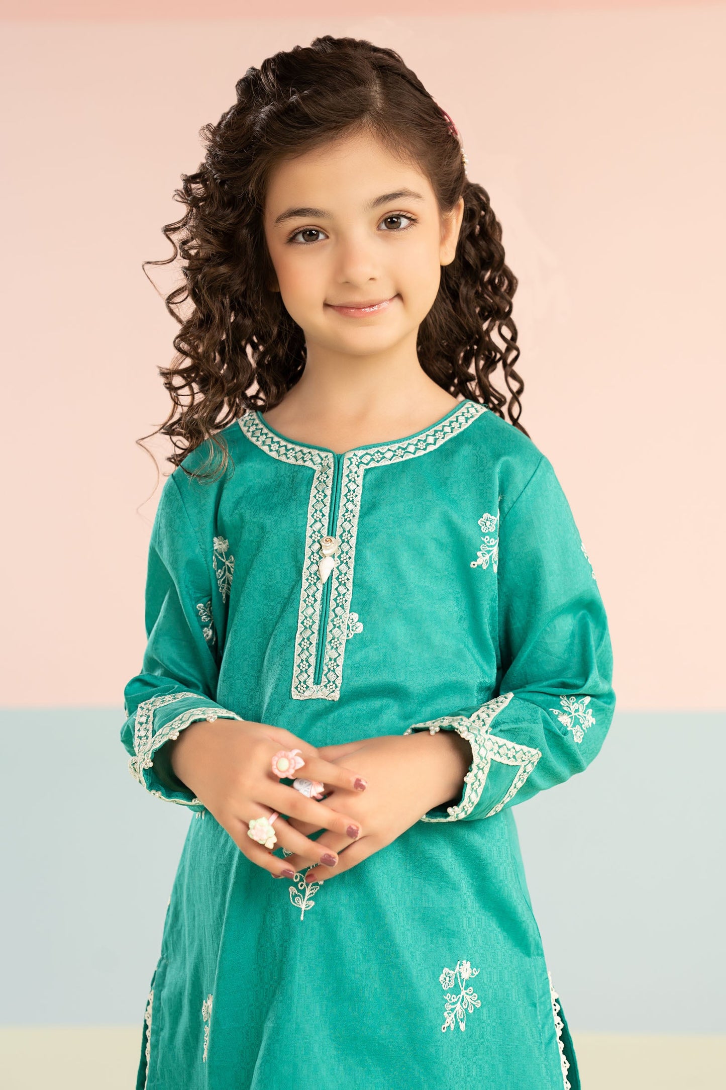 2 Piece Embroidered Dobby Lawn Suit - Kids Clothing - available at Maria Faisal in UK and USA.
