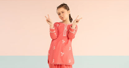 2 Piece Embroidered Dobby Lawn Suit - Kids Clothing - available at Maria Faisal in UK and USA.