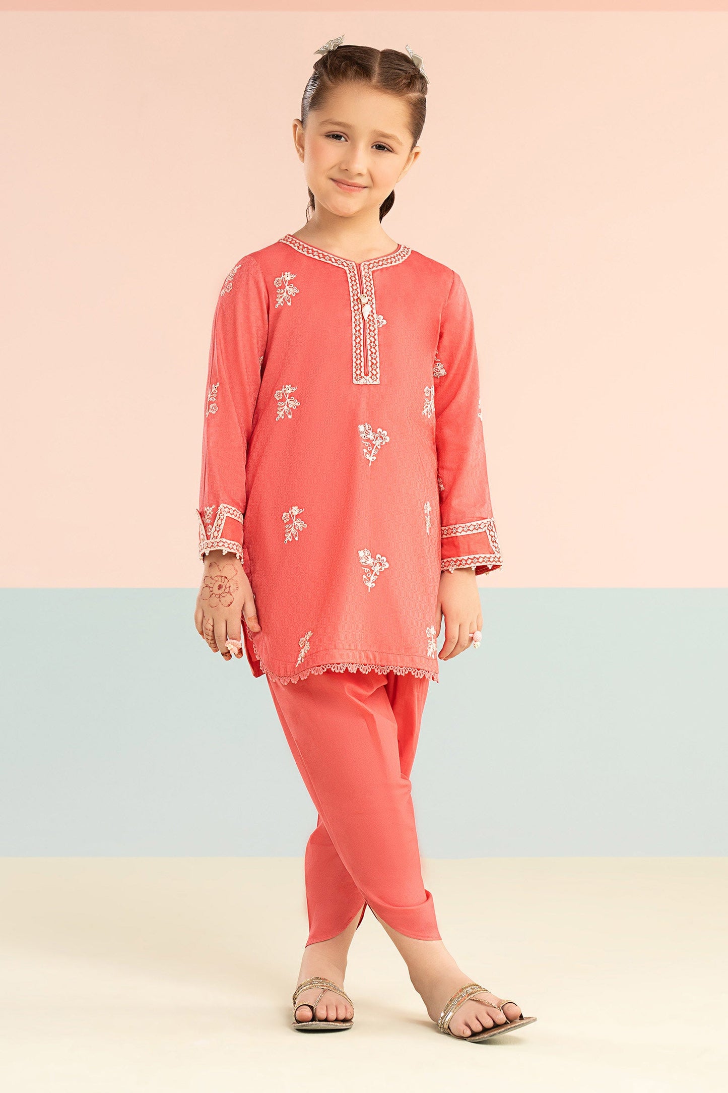 2 Piece Embroidered Dobby Lawn Suit - Kids Clothing - available at Maria Faisal in UK and USA.