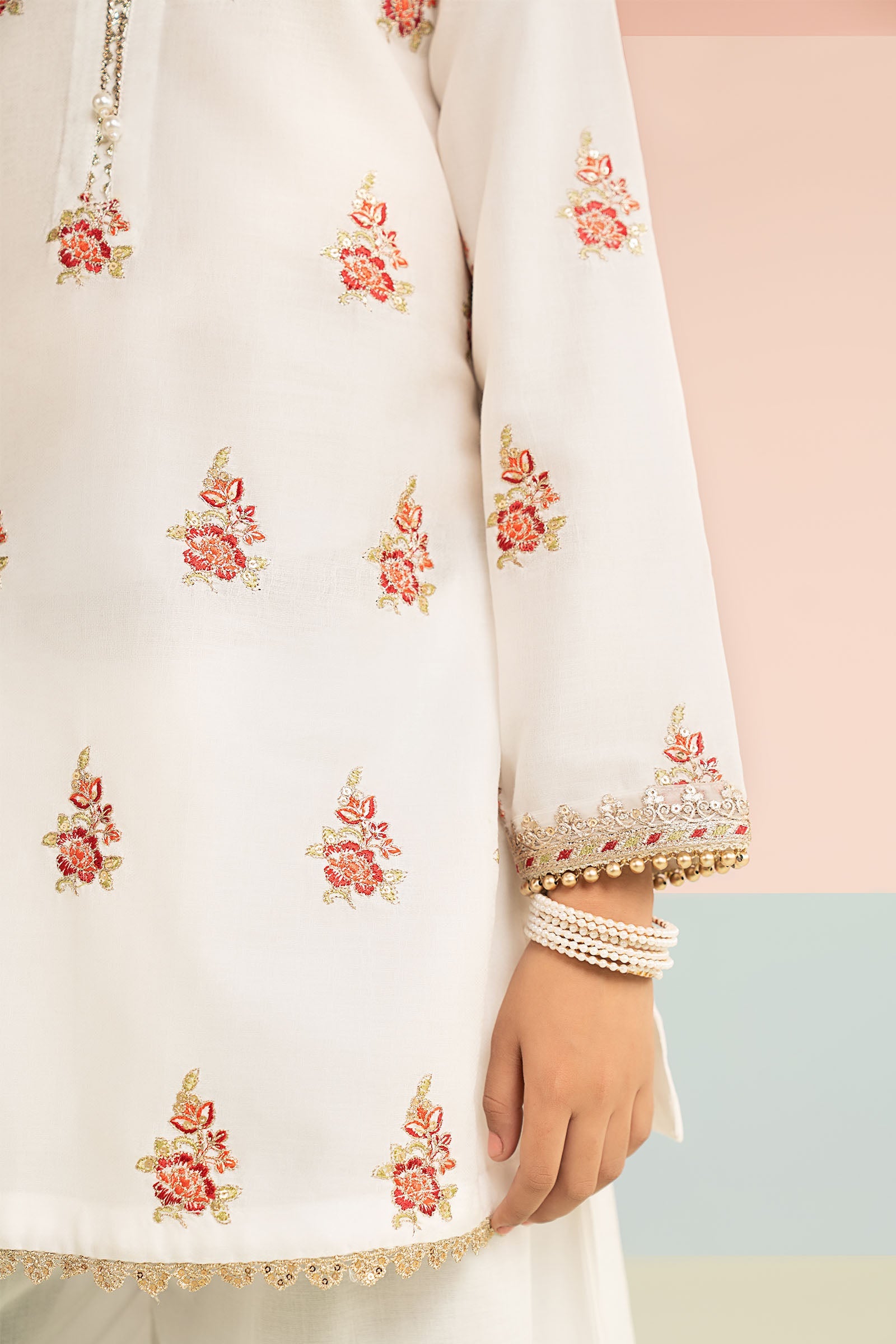 3 Piece Embroidered Dobby Lawn Suit - by Maria Faisal - Registered Vendor of : Maria B Kids - 100% Original Designer Dress