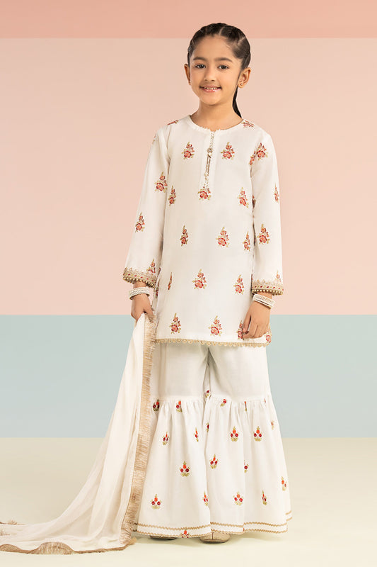 3 Piece Embroidered Dobby Lawn Suit - by Maria Faisal - Registered Vendor of : Maria B Kids - 100% Original Designer Dress
