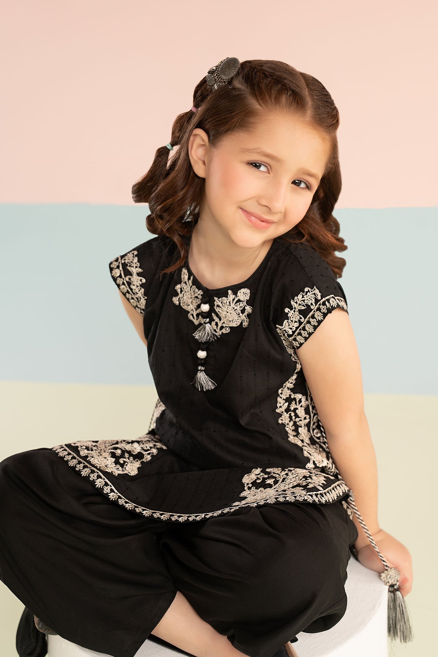 3 Piece Embroidered Brochia Jacquard Suit - Kids Clothing - available at Maria Faisal in UK and USA.