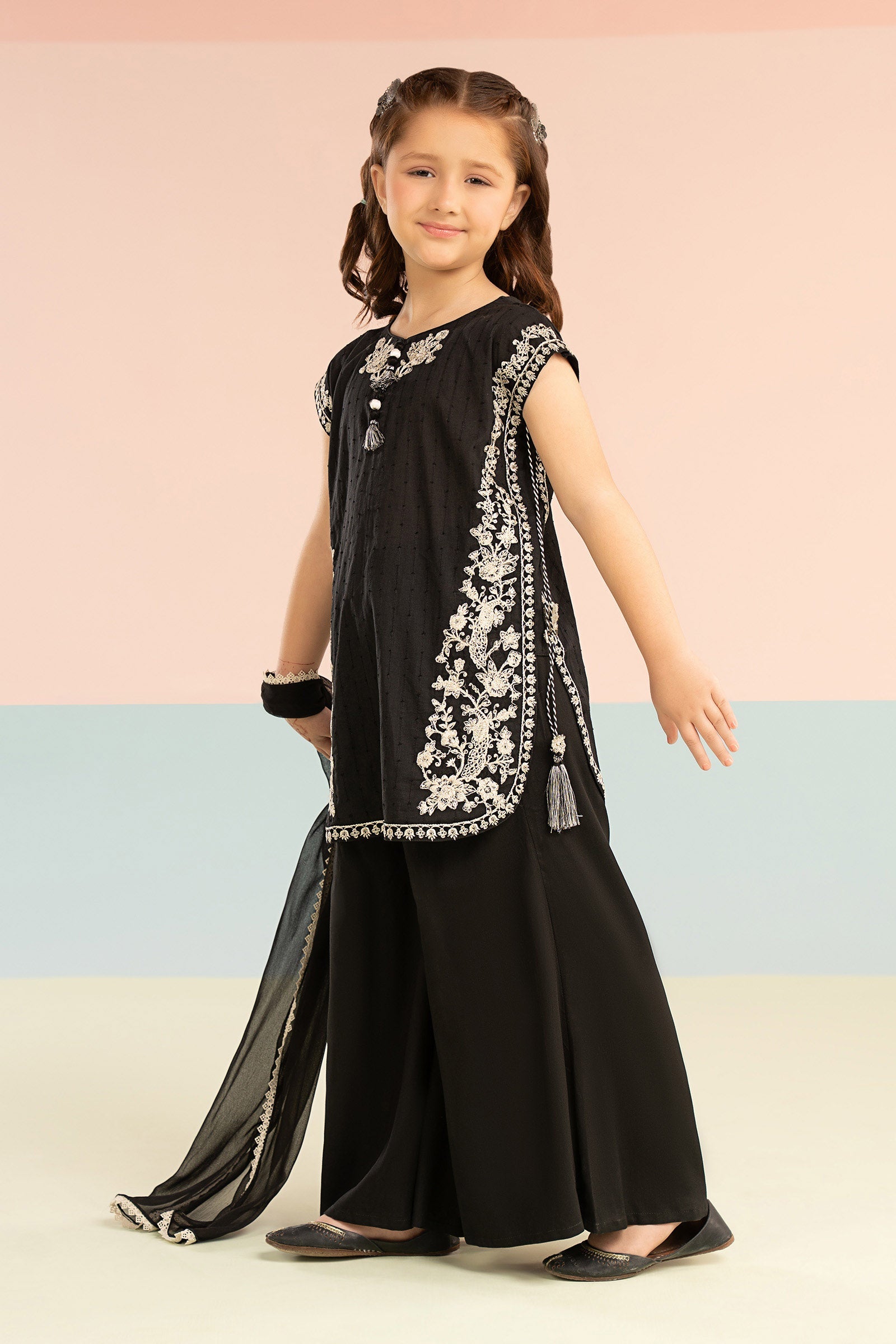 3 Piece Embroidered Brochia Jacquard Suit - Kids Clothing - available at Maria Faisal in UK and USA.