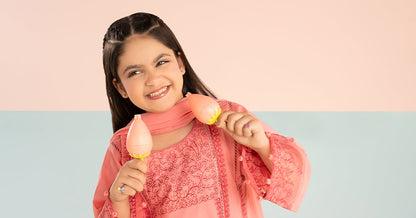 3 Piece Embroidered Dobby Lawn Suit - Kids Clothing - available at Maria Faisal in UK and USA.