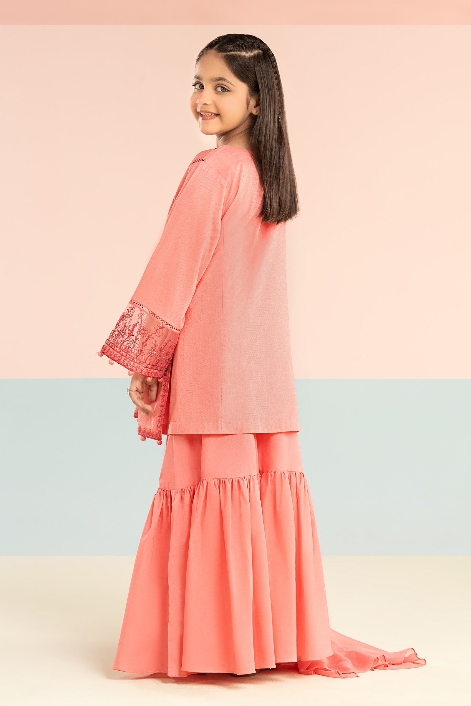 3 Piece Embroidered Dobby Lawn Suit - Kids Clothing - available at Maria Faisal in UK and USA.