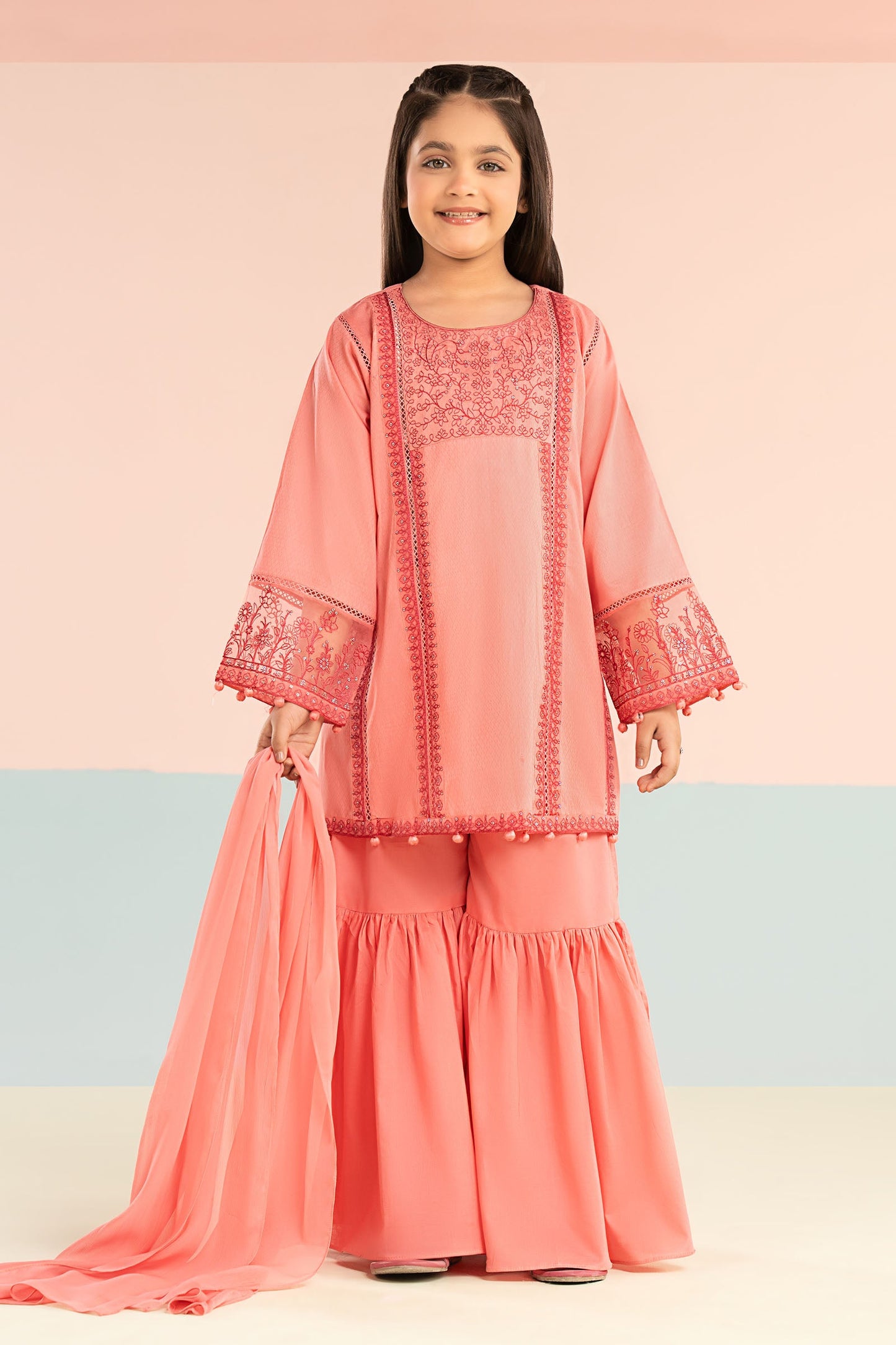 3 Piece Embroidered Dobby Lawn Suit - Kids Clothing - available at Maria Faisal in UK and USA.